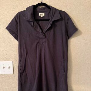 Pact Organic Cotton Gray Polo T-Shirt Pocket Dress, M